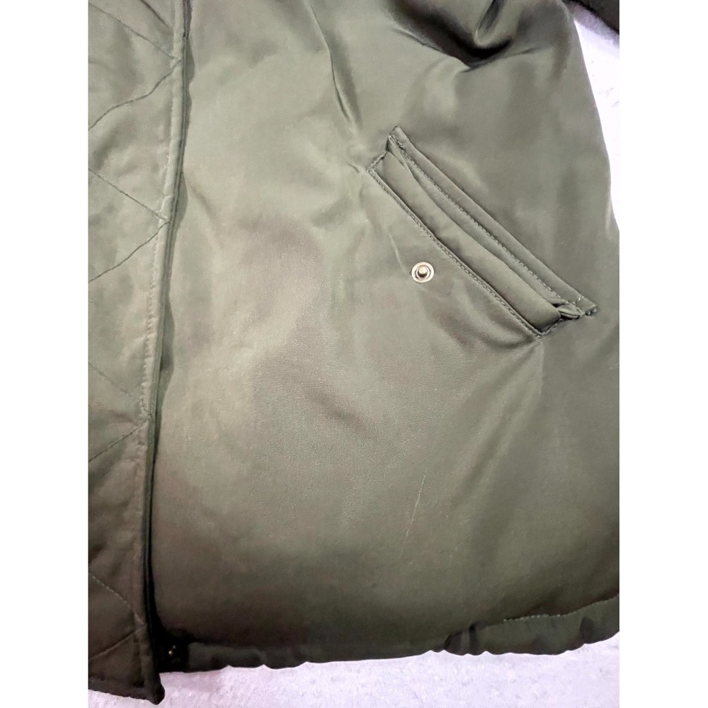 Old Navy Parka Coat Womens Small Olive Green Faux Fur Hooded Full Zip Insulated - Picture 8 of 12